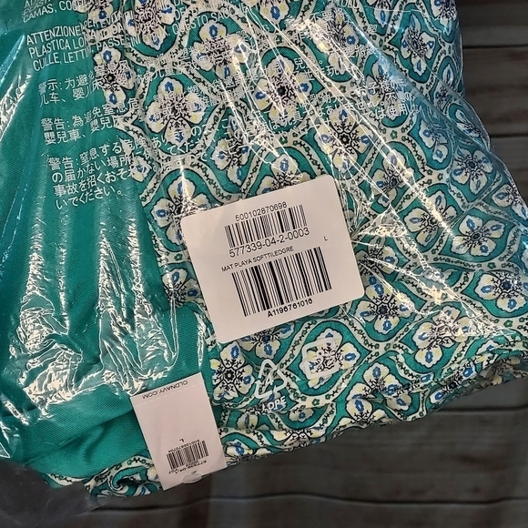Old Navy maternity Foldover-Waist Playa Soft-Spun Wide-Leg Pants Tiled Green L - Picture 9 of 11